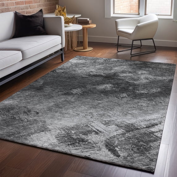 Addison Rugs Mayfield Washable Transitional Modern Gray Rectangle Rug, 5' x 7'6"