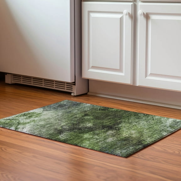 Addison Rugs Mayfield Washable Transitional Modern Green Rectangle Rug, 1'8" x 2'6"