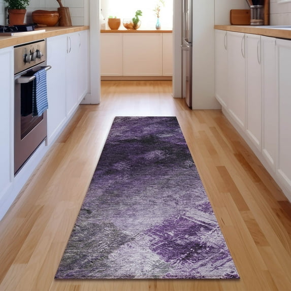 Addison Rugs Mayfield Washable Transitional Modern Purple Runner Rug, 2'3" x 7'6"