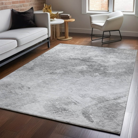 Addison Rugs Mayfield Washable Transitional Modern Silver Rectangle Rug, 10' x 14'