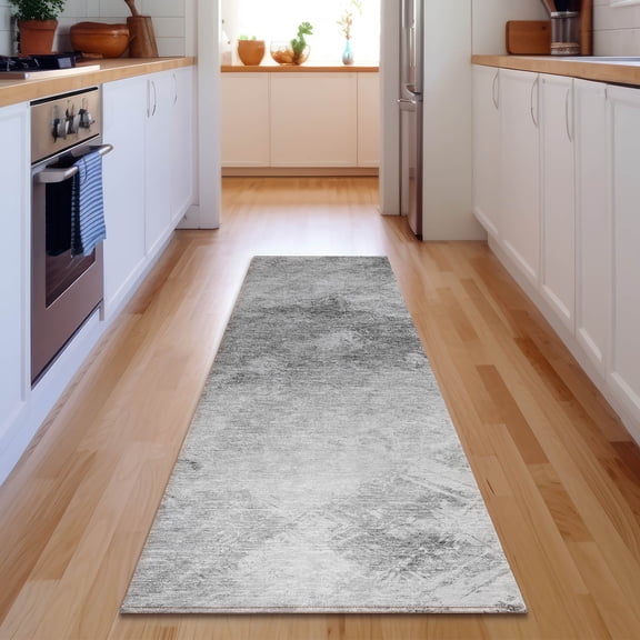 Addison Rugs Mayfield Washable Transitional Modern Silver Runner Rug, 2'3" x 7'6"
