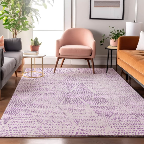 Addison Rugs Mayfield Washable Transitional Diamond Purple Rectangle Rug, 5' x 7'6"