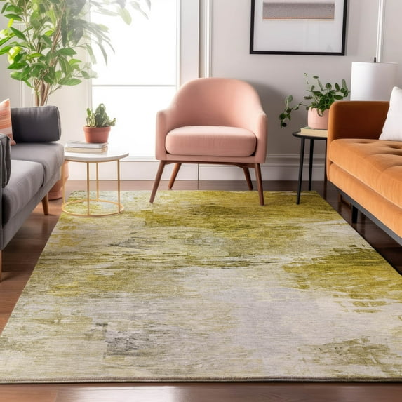 Addison Rugs Mayfield Washable Transitional Modern Gold Rectangle Rug, 5' x 7'6"