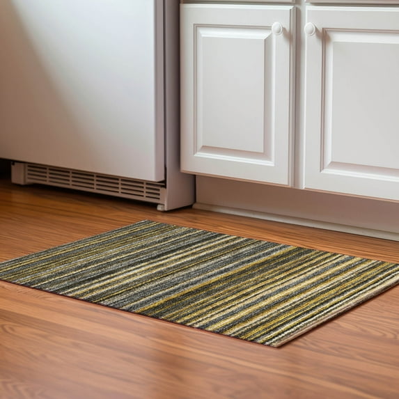 Addison Rugs Mayfield Washable Transitional Stripes Gold Rectangle Rug, 1'8" x 2'6"