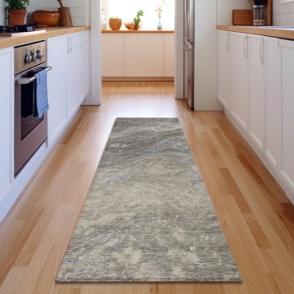 Addison Rugs Mayfield Washable Transitional Abstract Taupe Runner Rug, 2'3" x 7'6"