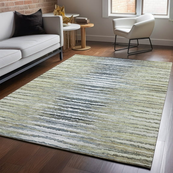 Addison Rugs Mayfield Washable Traditional Stripes Beige Rectangle Rug, 10' x 14'