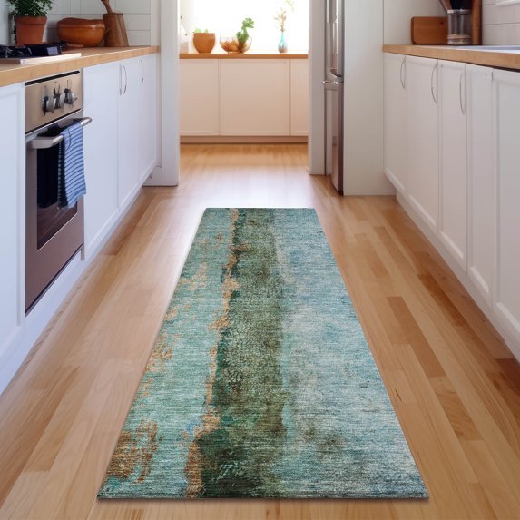 Addison Rugs Mayfield Washable Transitional Modern Blue Runner Rug, 2'3" x 7'6"