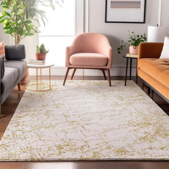 Addison Rugs Mayfield Washable Transitional Organic Gold Rectangle Rug, 9' x 12'