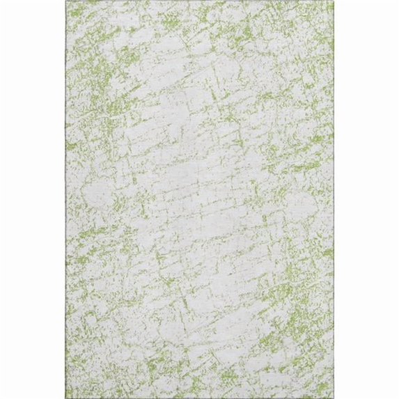 HomeRoots 651066 5 x 8 ft. Green & Ivory Abstract Transitional Washable Machine Made Rectangle Area Rug with UV Protection