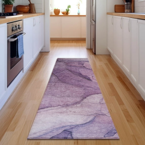 Addison Rugs Mayfield Washable Transitional Modern Purple Runner Rug, 2'3" x 7'6"