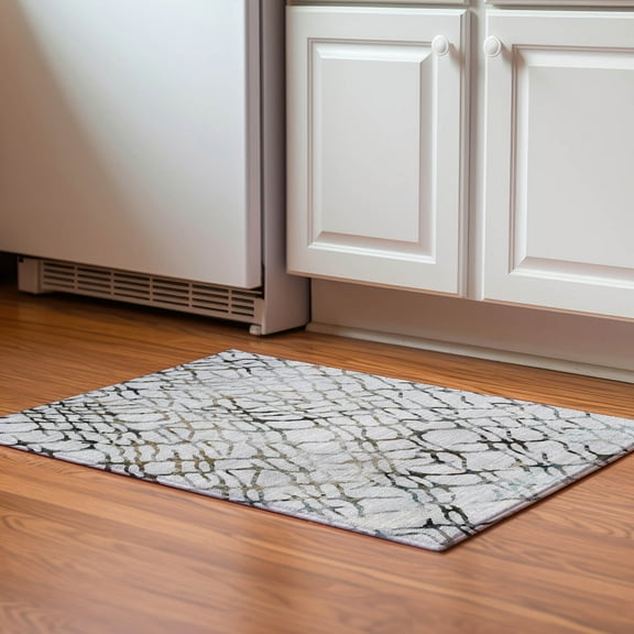 Addison Rugs Mayfield Washable Transitional Organic Silver Rectangle Rug, 1'8" x 2'6"