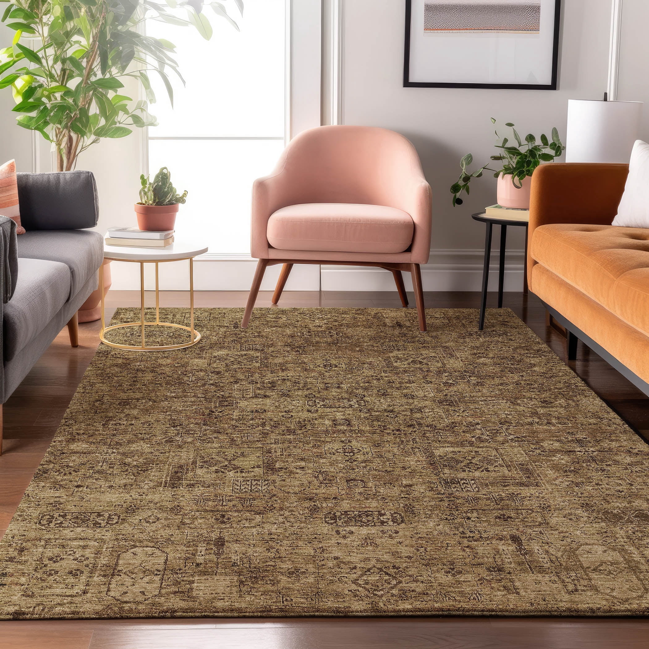 Panel Design Rug Addison Rugs Mayfield Washable Transitional Panel Mocha Rectangle Rug ...