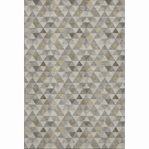 HomeRoots 651251 3 x 5 ft. Taupe Gold & Ivory Geometric Washable Machine Made Rectangle Area Rug with UV Protection