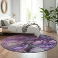 thumbnail image 1 of Addison Rugs Mayfield Washable Transitional Floral Purple Round Rug, 8' x 8', 1 of 5