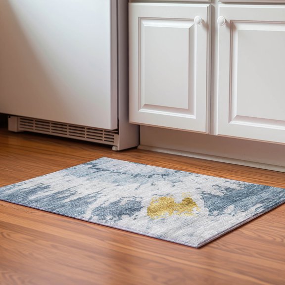 Addison Rugs Mayfield Washable Transitional Spiral Blue Rectangle Rug, 1'8" x 2'6"