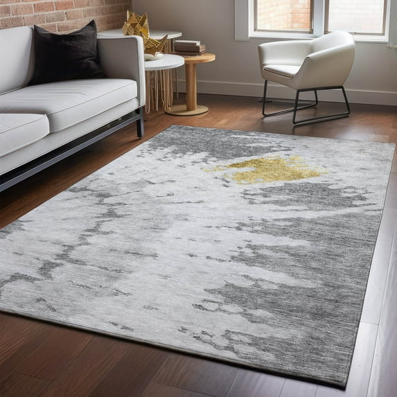 Addison Rugs Mayfield Washable Transitional Spiral Gray Rectangle Rug, 2'6" x 3'10"