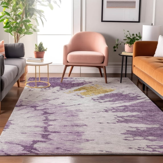 Addison Rugs Mayfield Washable Transitional Spiral Purple Rectangle Rug, 10' x 14'