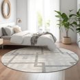 thumbnail image 1 of Addison Rugs Mayfield Washable Transitional Geometric Silver Round Rug, 8' x 8', 1 of 5
