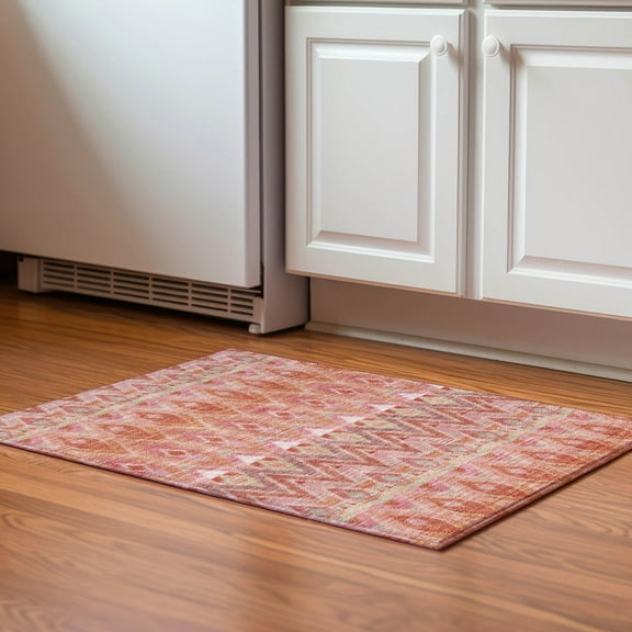 Addison Rugs Mayfield Washable Transitional Southwest Pink Rectangle Rug, 1'8" x 2'6"