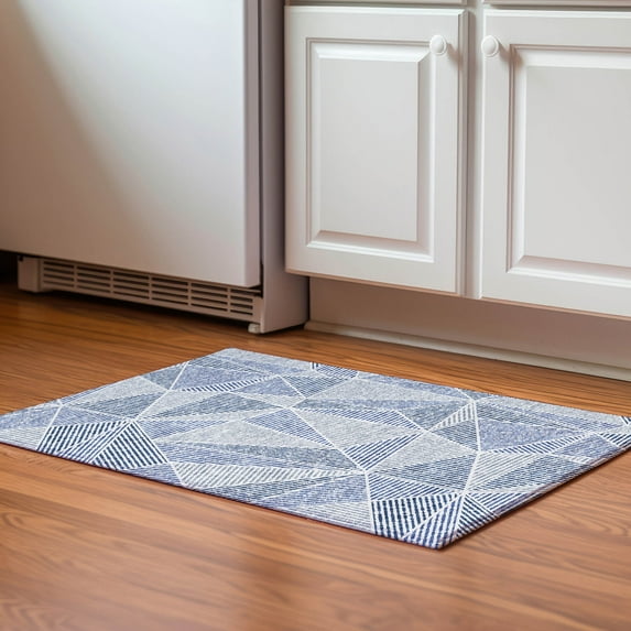Addison Rugs Mayfield Washable Transitional Geometric Navy Rectangle Rug, 1'8" x 2'6"