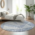 thumbnail image 1 of Addison Rugs Mayfield Washable Transitional Geometric Navy Round Rug, 8' x 8', 1 of 5