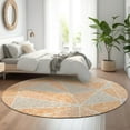 thumbnail image 1 of Addison Rugs Mayfield Washable Transitional Geometric Orange Round Rug, 8' x 8', 1 of 5