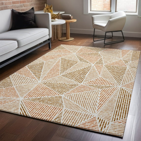 Addison Rugs Mayfield Washable Transitional Geometric Terracotta Rectangle Rug, 9' x 12'