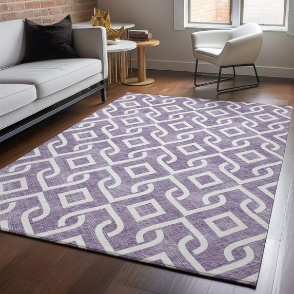 Addison Rugs Mayfield Washable Transitional Geometric Purple Rectangle Rug, 2'6" x 3'10"