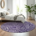 thumbnail image 1 of Addison Rugs Mayfield Washable Traditional Paisley Purple Round Rug, 8' x 8', 1 of 5