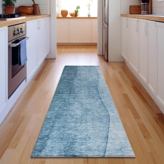 Addison Rugs Mayfield Washable Transitional Ombre Blue Runner Rug, 2'3" x 7'6"