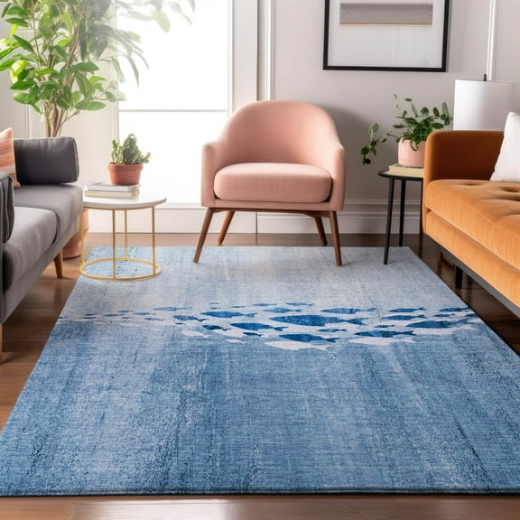 Addison Rugs Mayfield Washable Transitional Nautical Blue Rectangle Rug, 10' x 14'