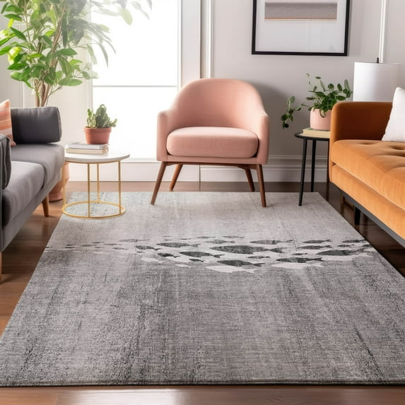 Addison Rugs Mayfield Washable Transitional Nautical Gray Rectangle Rug, 9' x 12'