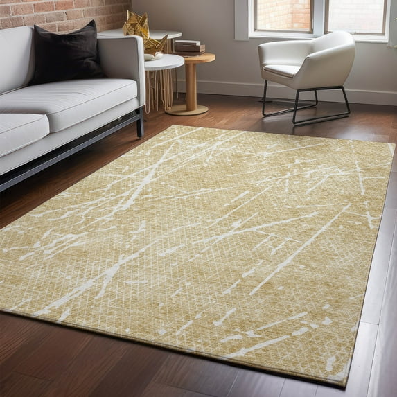 Addison Rugs Mayfield Washable Transitional Lines Beige Rectangle Rug, 3' x 5'