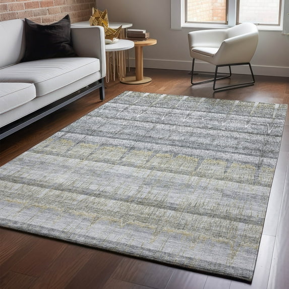 Addison Rugs Mayfield Washable Transitional Stripes Gray Rectangle Rug, 2'6" x 3'10"