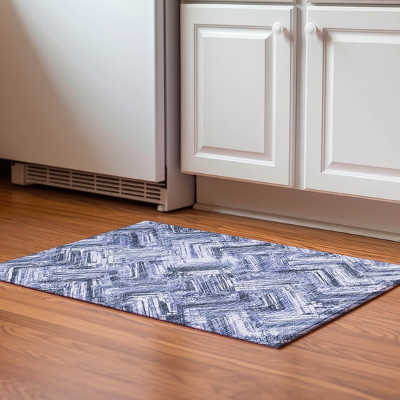 Addison Rugs Mayfield Washable Transitional Modern Blue Rectangle Rug, 1'8" x 2'6"