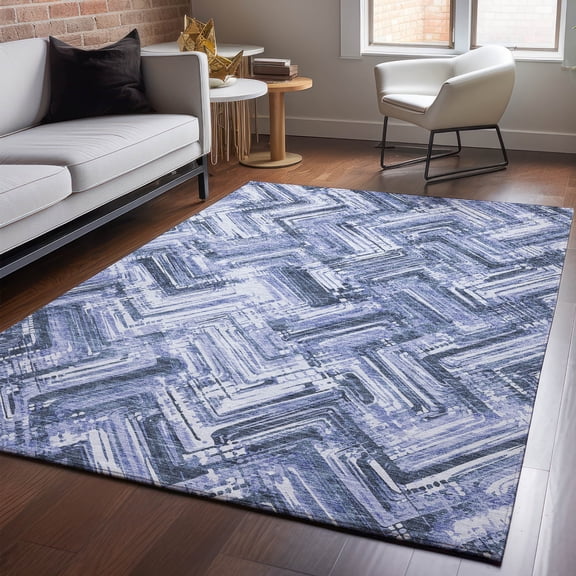 Addison Rugs Mayfield Washable Transitional Modern Blue Rectangle Rug, 8' x 10'