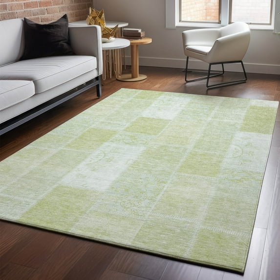 Addison Rugs Mayfield Washable Traditional Patchwork Aloe Rectangle Rug, 10' x 14'