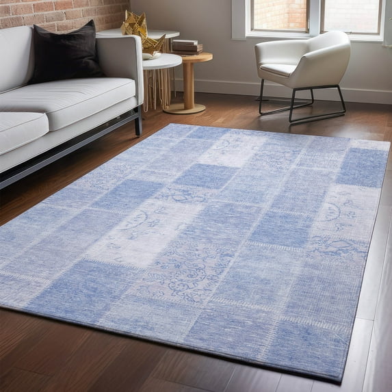 Addison Rugs Mayfield Washable Traditional Patchwork Sky Rectangle Rug, 8' x 10'