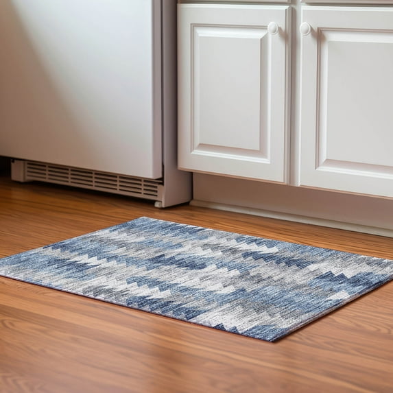 Addison Rugs Mayfield Washable Transitional Modern Blue Rectangle Rug, 1'8" x 2'6"