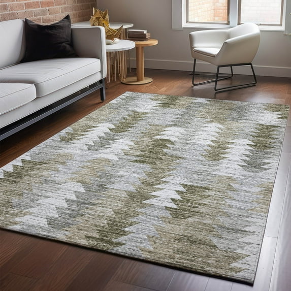 Addison Rugs Mayfield Washable Transitional Modern Brown Rectangle Rug, 10' x 14'