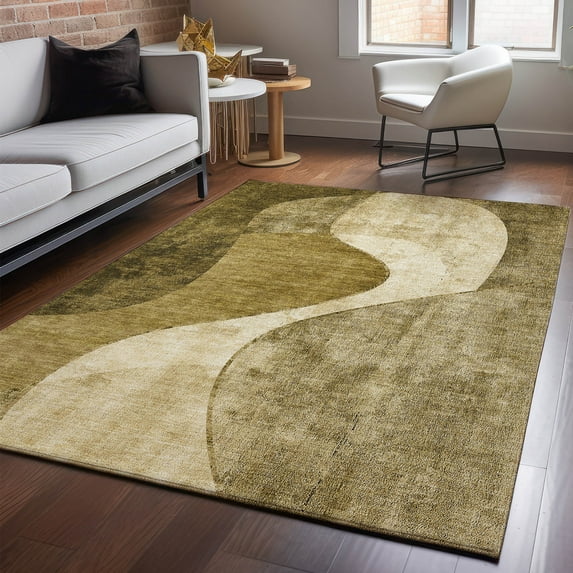 Addison Rugs Mayfield Washable Transitional Art Deco Brown Rectangle Rug, 5' x 7'6"