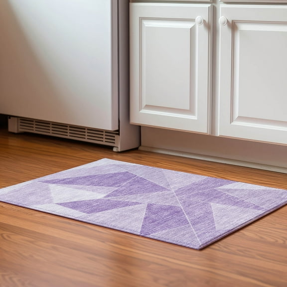 Addison Rugs Mayfield Washable Transitional Geometric Lilac Rectangle Rug, 1'8" x 2'6"