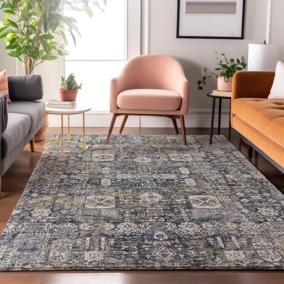 Addison Rugs Mayfield Washable Transitional Panel Charcoal Rectangle Rug, 2'6" x 3'10"