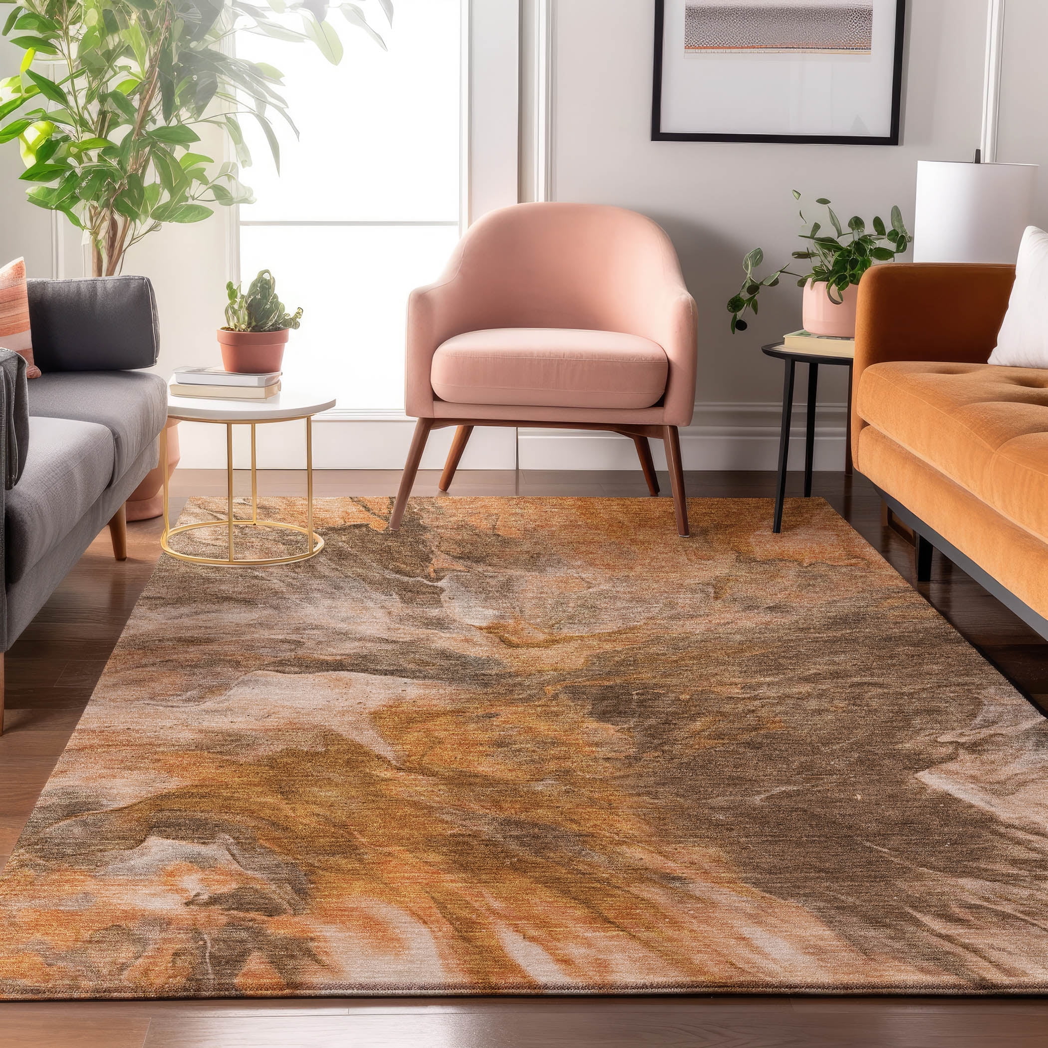 Addison Rugs Mayfield Washable Transitional Modern Paprika