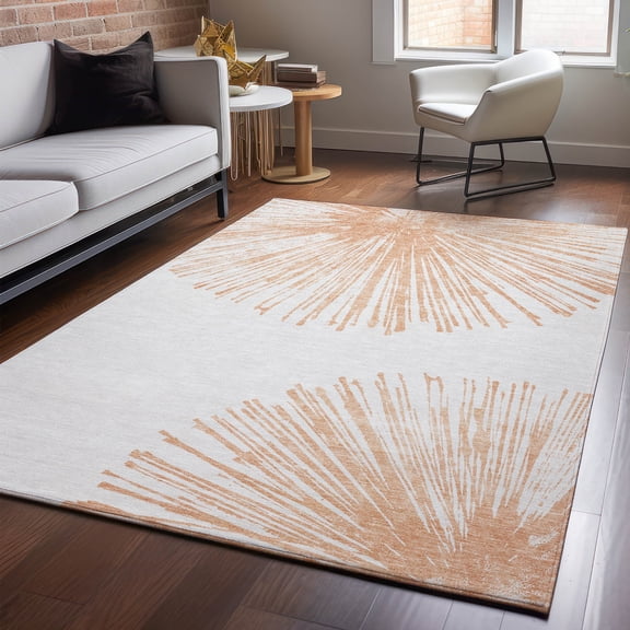 Addison Rugs Mayfield Washable Transitional Circles Salmon Rectangle Rug, 5' x 7'6"