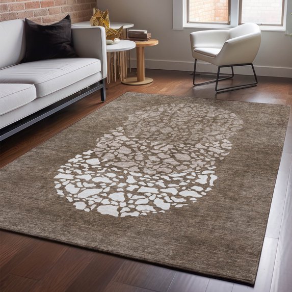 Addison Rugs Mayfield Washable Transitional Circles Chocolate Rectangle Rug, 8' x 10'