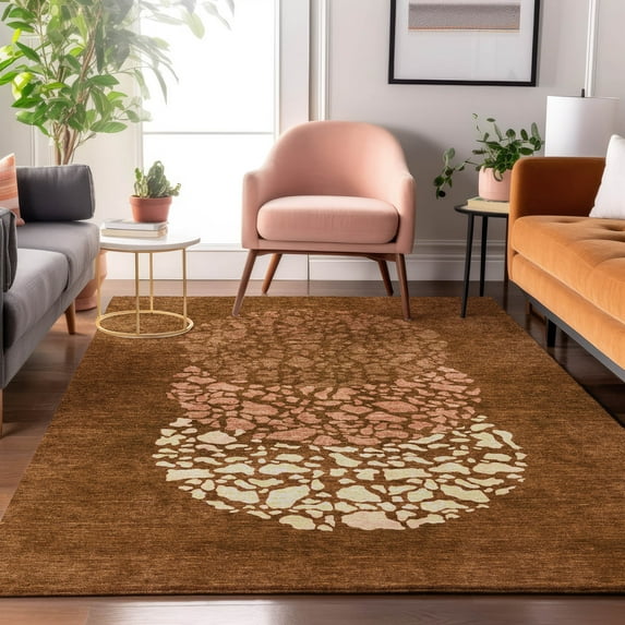 Addison Rugs Mayfield Washable Transitional Circles Paprika Rectangle Rug, 2'6" x 3'10"