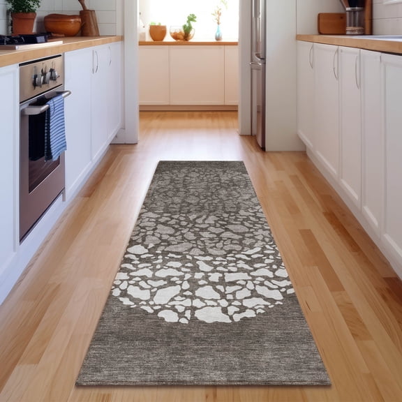 Addison Rugs Mayfield Washable Transitional Circles Taupe Runner Rug, 2'3" x 7'6"