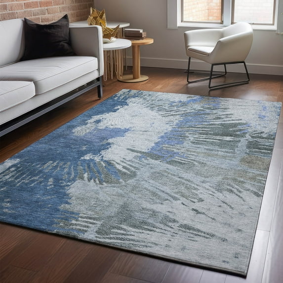 Addison Rugs Mayfield Washable Transitional Modern Blue Rectangle Rug, 8' x 10'
