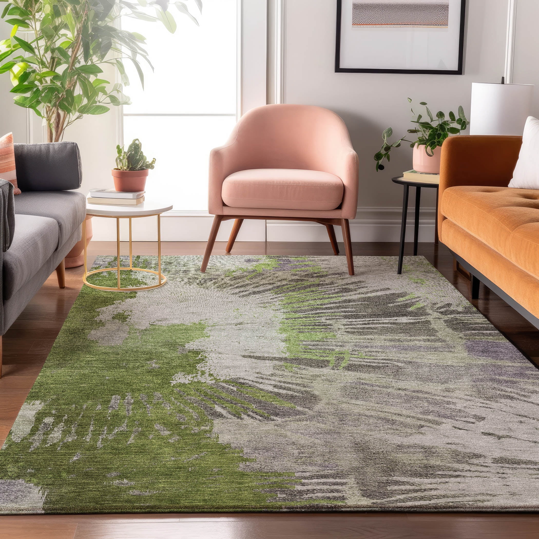 Addison Rugs Mayfield Washable Transitional Modern Olive Rectangle Rug ...